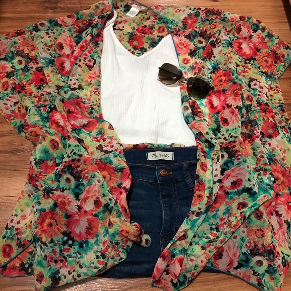 Band of Gypsies Jackets & Blazers - Women’s Boho Floral Print Kimono Open Cardigan